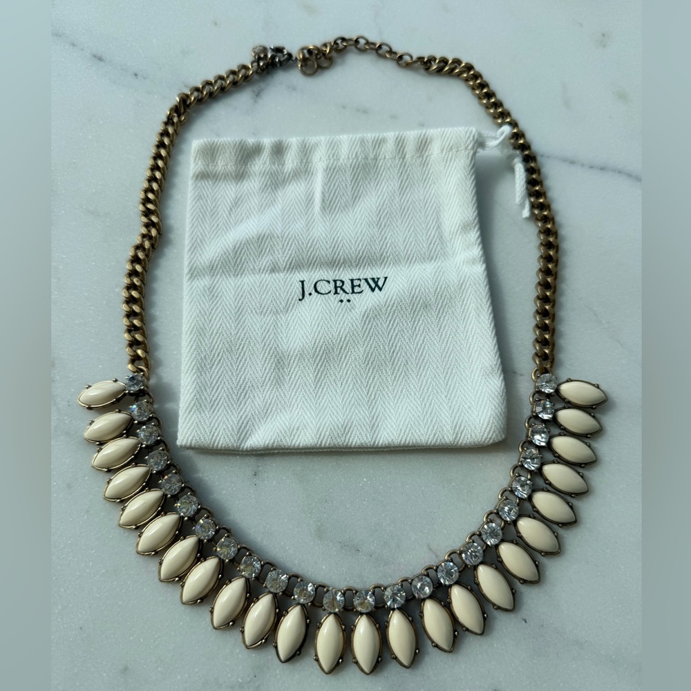 J. Crew Ivory and Gold Teardrop Statement Necklace